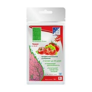 Нутривант Плюс Томаты 6-18-37 30 г, азотосодержащее фосфорно-калийное удобрение с микроэлементами и фертивантом(биоприлипателем) для листовой подкормки томатных культур