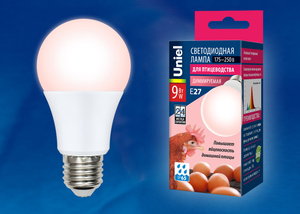 Лампа LED bio для увеличения яйценоскости A60 9W красный, E27, для птицеводства, Uniel